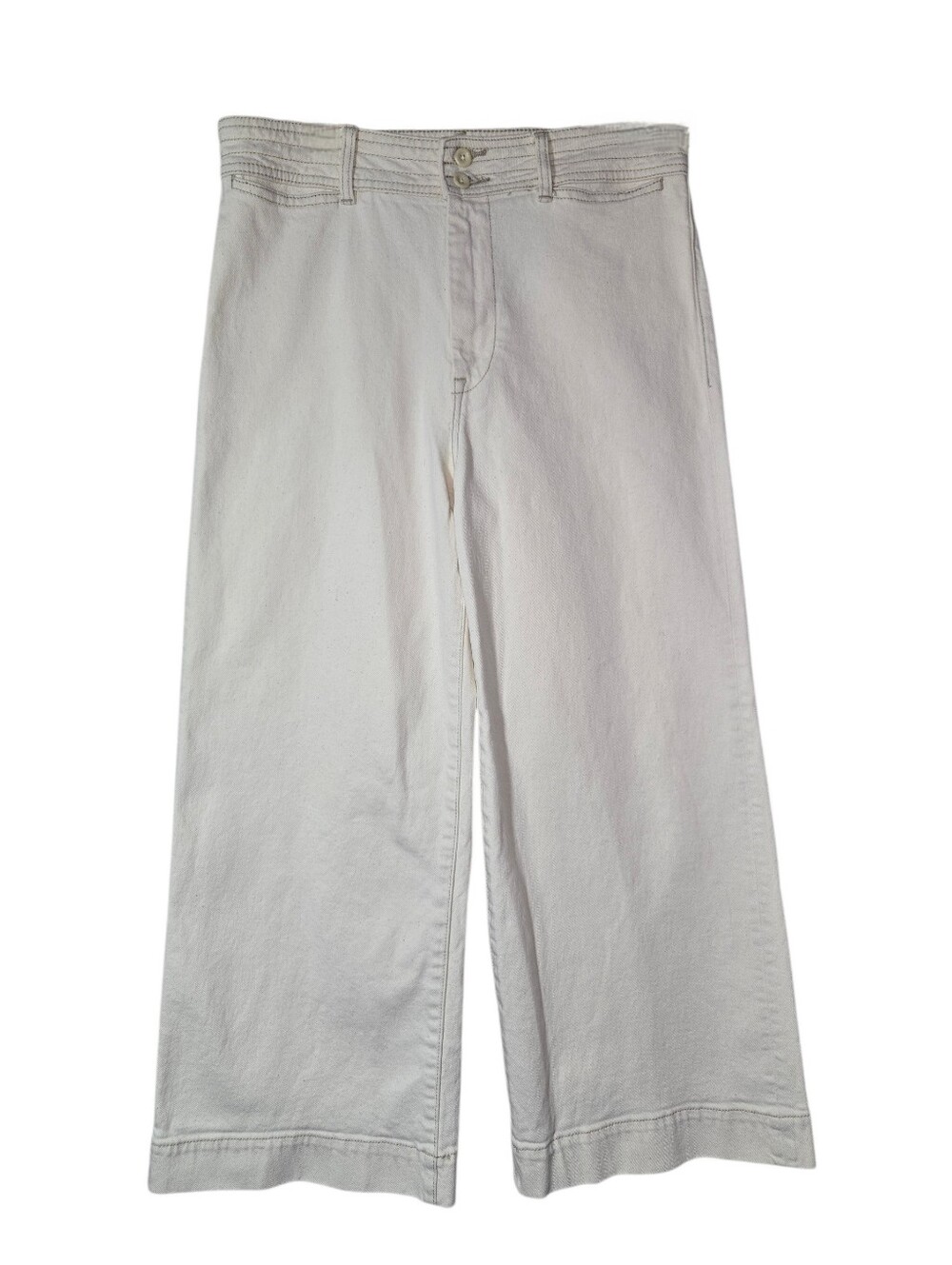 Faherty Harbor Crop Wide Leg Pant Organic Cotton Stretch White Dune Wash
